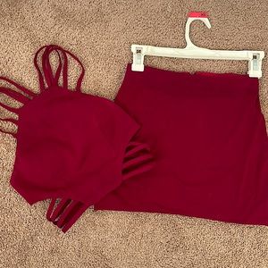 Maroon 2 part dress. Alyce Paris 00